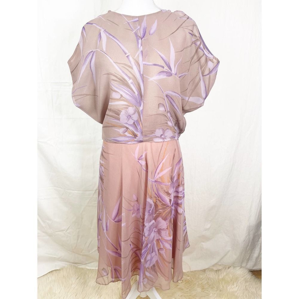 1980's Marita By Anthony Muto Sheer Floral Chiffon Skirt and Blouse Set